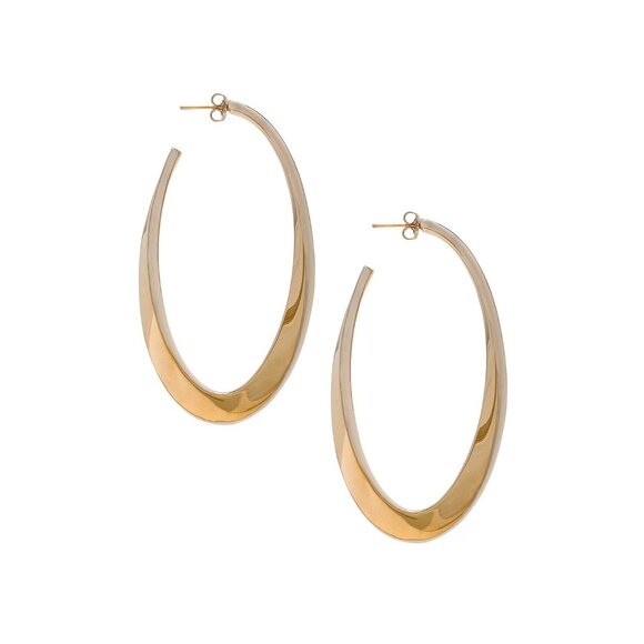 Saint Laurent Twist Hoop Earrings in Dore & Creme Gold - Picture 3 of 6